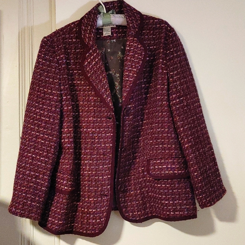 VINTAGE PURPLE W MULTICOLORED ACCENT BLAZER